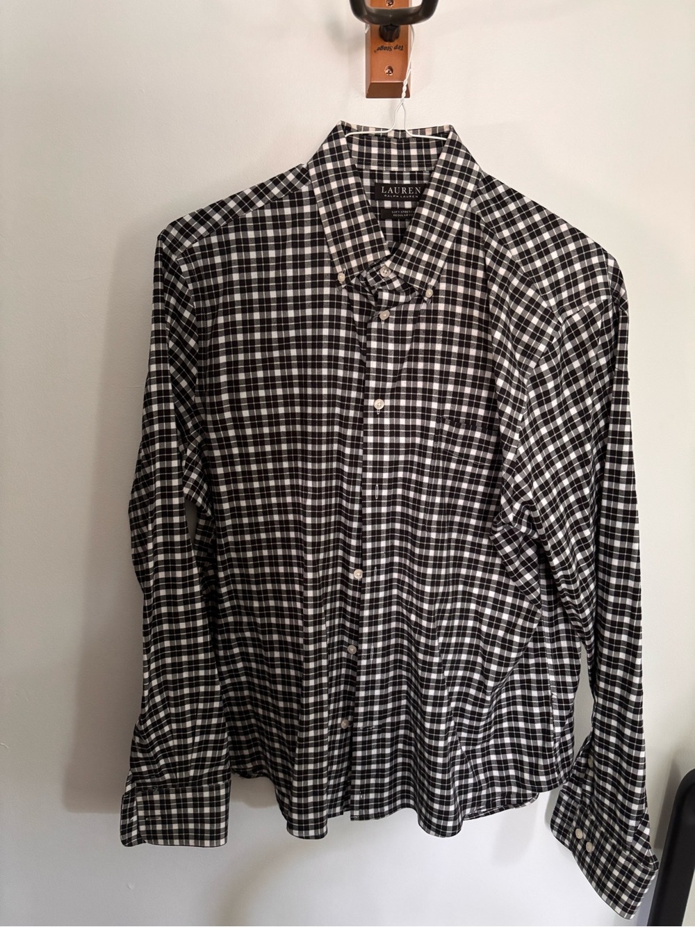 Ralph Lauren Black and White Plaid Button-Down Shirt